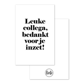 Mini kaartje | Leuke collega bedankt voor je inzet