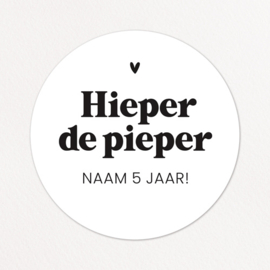 Stickers op maat | Hieper de pieper + naam + leeftijd | 10 stuks