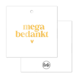 Cadeaulabel | Mega bedankt | Goudfolie