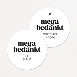 Stickers op maat | Mega bedankt + naam |  10 stuks