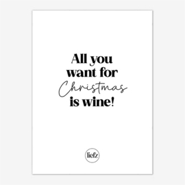 Fles etiket Kerst | All you want for Christmas is wine