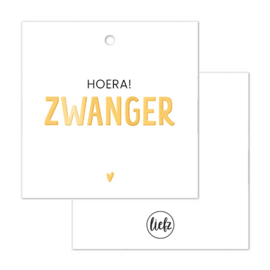 Cadeaulabel | Hoera zwanger | Goudfolie