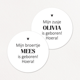 Stickers op maat | Mijn broertje/zusje geboren + naam | 10 stuks
