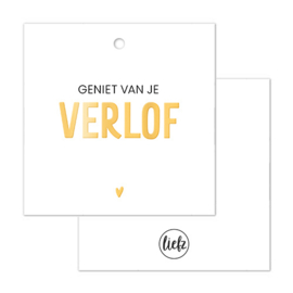 Cadeaulabel | Geniet van je verlof | Goudfolie