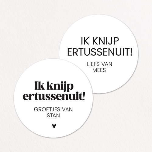 Stickers op maat | Ik knijp ertussenuit + naam | 10 stuks