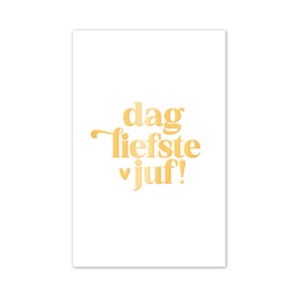 Mini kaartje | Dag liefste juf | Goudfolie