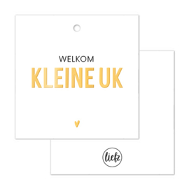 Cadeaulabel | Welkom kleine uk | Goudfolie