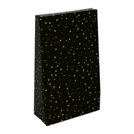 Blokbodemzakken | Confetti | Zwart & goud | 18 x 8 x 30 cm | 5 stuks