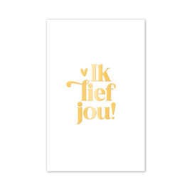 Mini kaartje | Ik lief jou | Goudfolie