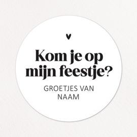 Stickers op maat | Kom je op mijn feestje + naam |  10 stuks