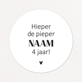 Stickers op maat | Hieper de pieper + leeftijd + naam | 10 stuks
