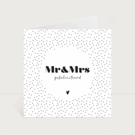 Dubbele kaart | Mr & Mrs gefeliciteerd