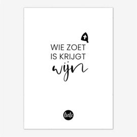 Fles etiket Sinterklaas | Wie zoet is krijgt wijn