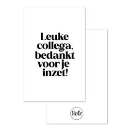 Mini kaartje | Leuke collega bedankt voor je inzet