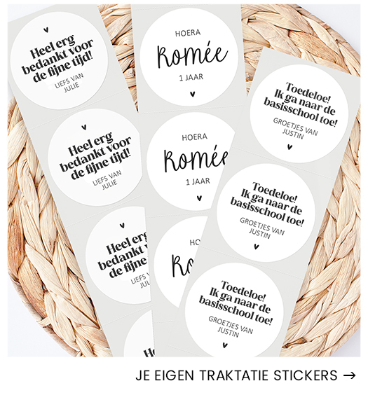 Traktatie stickers, gepersonaliseerde stickers