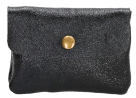 Lederen portemonnee (zwart metallic)