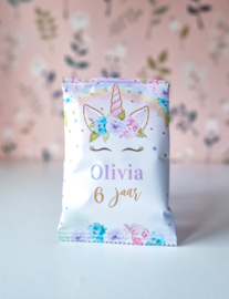 Gepersonaliseerde Eenhoorn chips / popcorn zakjes