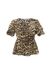 Blouse met strikjes panterprint