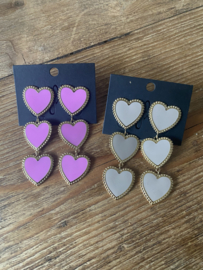 Oorbel hartjes beige