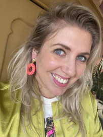 Oorbel discodip roze