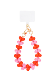 Telefoonkoord hart rood/roze