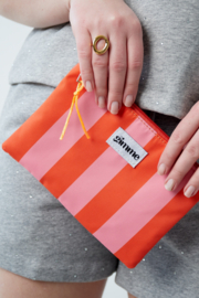 Make up tas oranje /roze klein