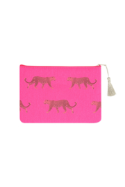 Make up tas roze met panters