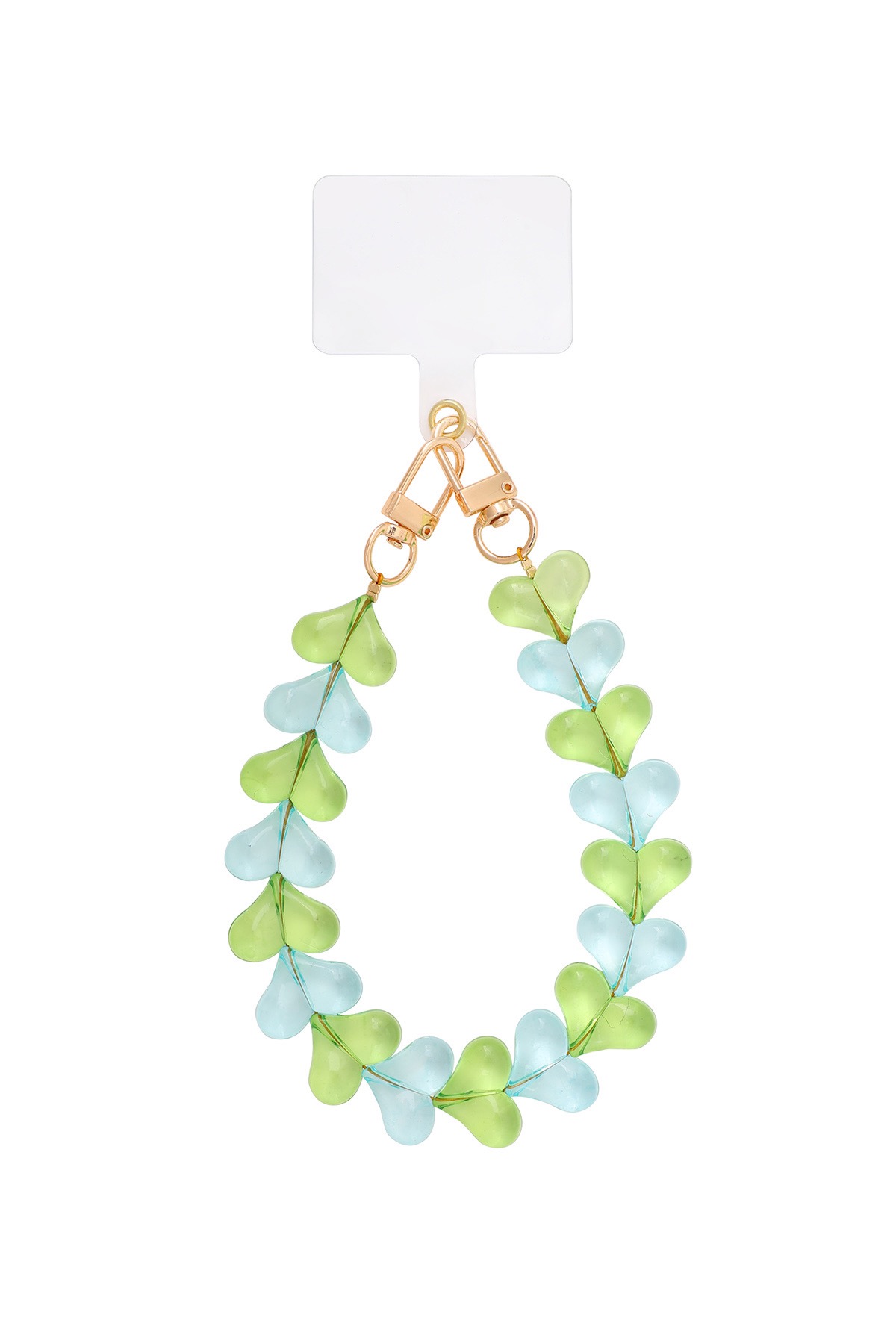 Telefoonkoord hartjes groen/blauw