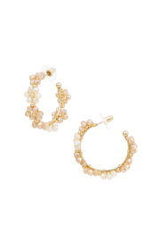 Oorbel glazen bloemen beige