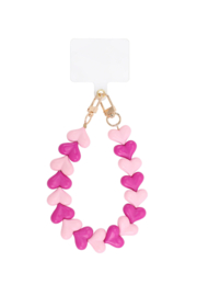 Telefoonkoord hart fuchsia/roze