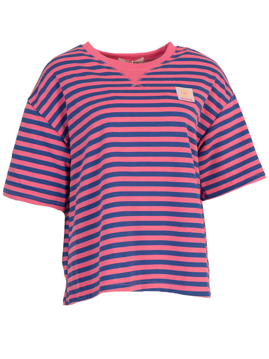 T-shirt gestreept  roze/blauw