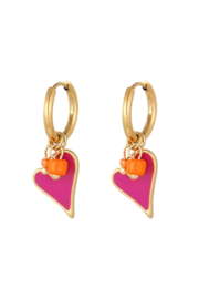 Oorbel hart fuchsia