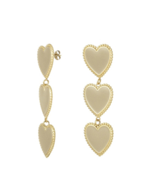 Oorbel hartjes beige