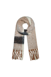 Sjaal franjes gebroken wit / zwart /beige
