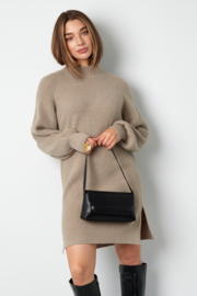 Jurk midi gebreid taupe