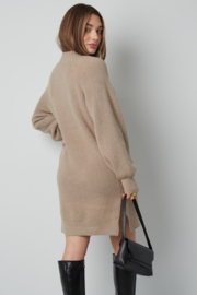 Jurk midi gebreid taupe