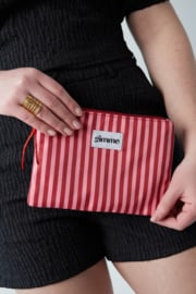 Make up tas rood /roze gestreept klein