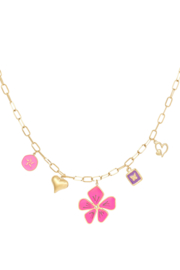 Bedelketting roze bloem