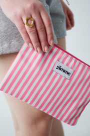 Make up tas roze/wit gestreept  klein