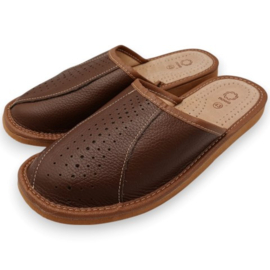 Bruin leren herenpantoffel | Nowo