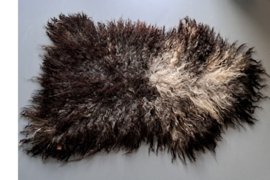 Langharige Schapenvacht in warme Grijs en Bruin tinten → 132 x 87 cm