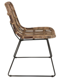 Rotan eetkamerstoel James met metalen sledepoot | 65 x 78 x 97 cm