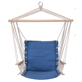 Hangstoel met houten armleuningen 𝄞 Blauw