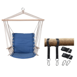 Hangstoel met houten armleuningen 𝄞 Blauw