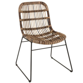 Rotan eetkamerstoel James met metalen sledepoot | 65 x 78 x 97 cm