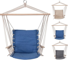 Hangstoel met houten armleuningen 𝄞 Blauw