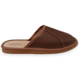 Bruin leren herenpantoffel | Nowo