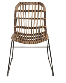 Rotan eetkamerstoel James met metalen sledepoot | 65 x 78 x 97 cm