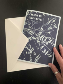Cyanotype Kaart - Chaos Is Creative