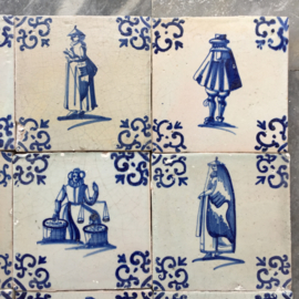 Set of 16 tiles with figures